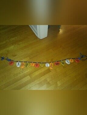 Halloween Garland Banner - Orange and Black Holiday Decoration